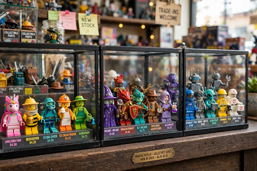 Bricks and Minifigs net worth — collectible minifigures on display