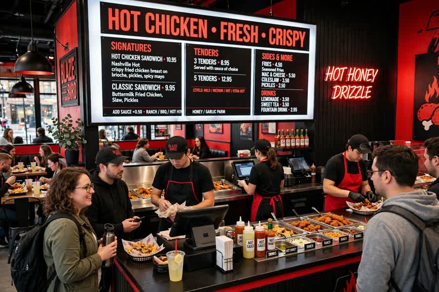 Inside a Dave's Hot Chicken restaurant